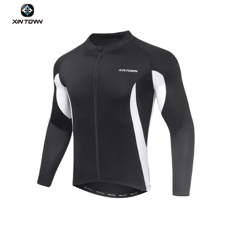

XINTOWN Men's Long Sleeve Cycling Jersey Spring Summer Breathable Moisture Wicking Sun Protection Bike Shirt