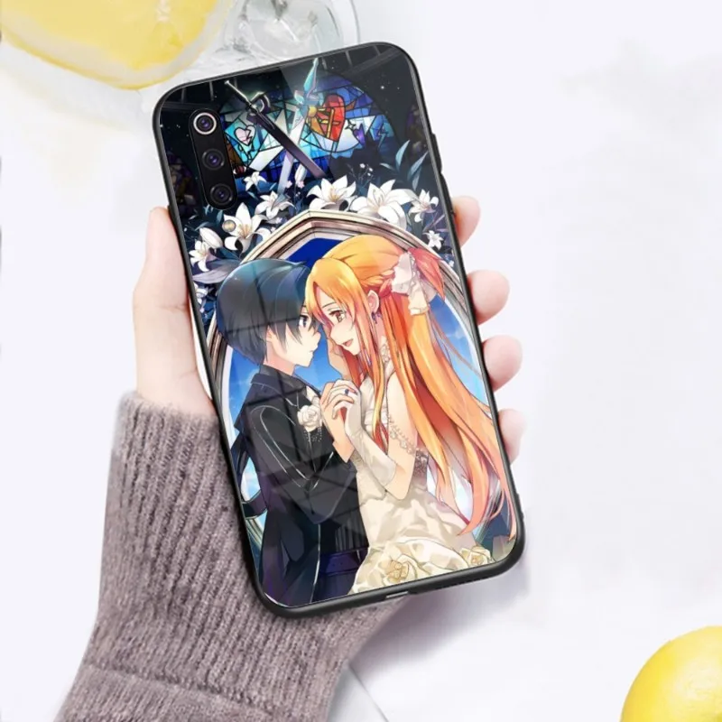 SAO Kirito Asuna Smart Phone Case for Xiaomi 13 12 11T 10 9 Lite Redmi Note 12 11 10 10S Pro 9 9A 8 PC Glass Phone Cover Funda