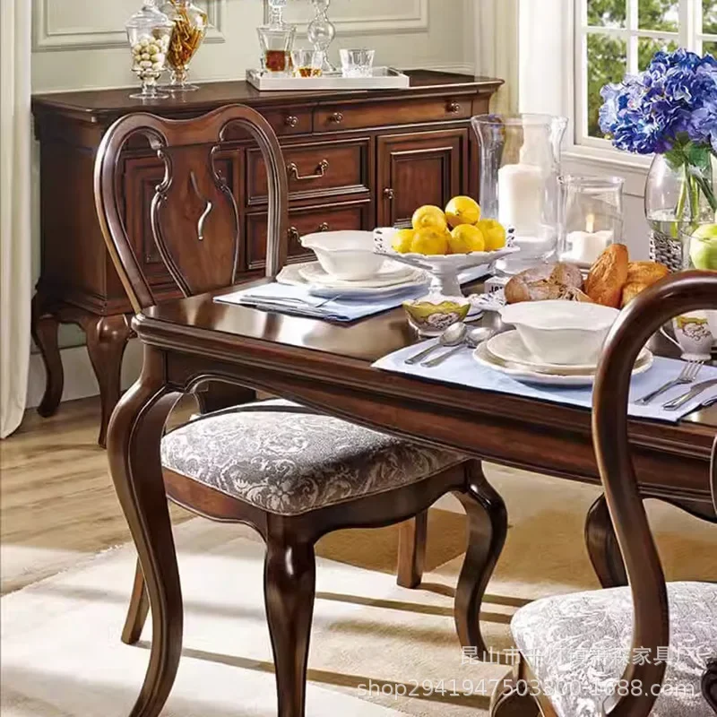 American country dining table retro old solid wood furniture Marseille morning light French restaurant eating wabi-sabi long