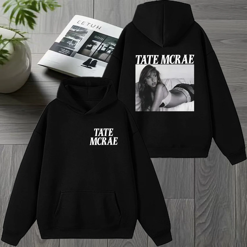

Hot Singer Tate McRae Tour 2025 Double Sided print Hoodie Men women vintage hip hop Sweatshirt Unisex Fleece Winter pullovers