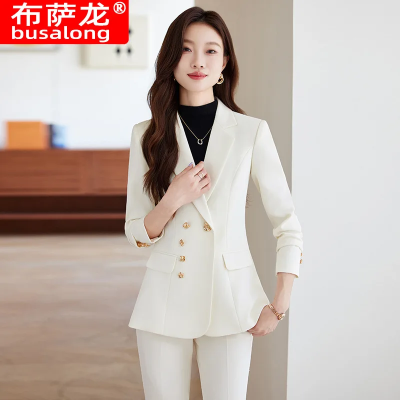 

Розовый костюм для женщин2025Новый весенне-осенний высококачественный профессиональный костюм для поездок на работу, элегантный блейзер, рабочая одежда