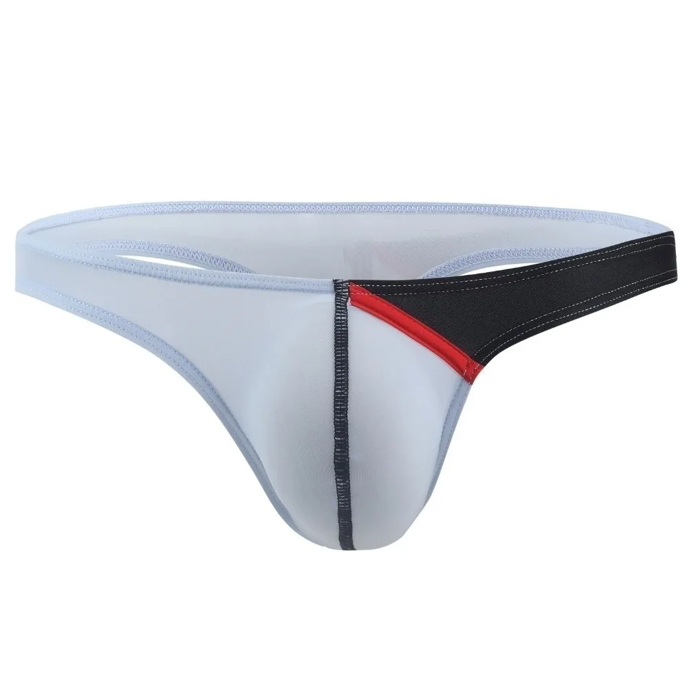 

Breathable Patchwork Men's Triangle Panties Underpants Low Waist Men's Underwear Thin Ice Silk Thong Male