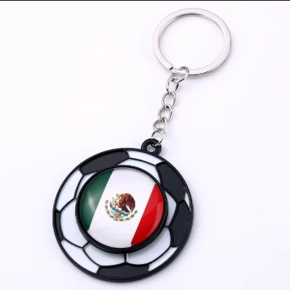10PCS Rotatable Mexico Flag Football Keychain, 2026 North America Soccer Match Souvenir, Mexican Fan Gift Bag Pendant Car Orname