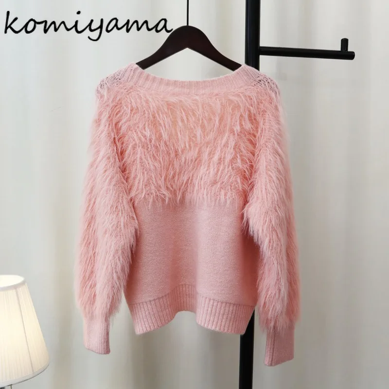 Komiyama Spliced Strawberry Cardigans Femme Sweet Fashion Sweater Spring Womens Clothing Exquisite Button Knitwears Tops