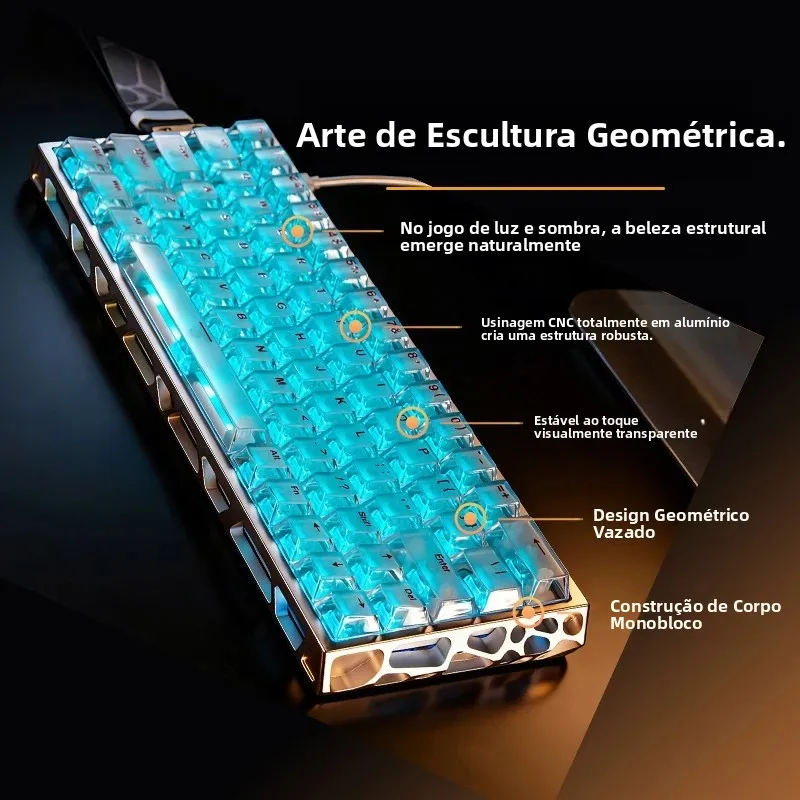Teclado Mecânico Gamer IROK MG63 Dual-core com 63 Teclas, Switch Magnético, 0.001mmRT, Gatilho Rápido, Hot-swap, SOCD, Com Fio, À Prova d'Água, para P
