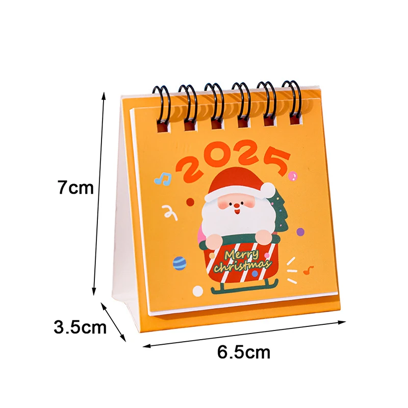 2025มินิการ์ตูนคริสต์มาสปฏิทินตั้งโต๊ะแบบพกพาขนาดเล็กกระเป๋าแบบพกพาปฏิทินการวางแผนเวลาการจัดการตารางเวลาการตกแต่ง