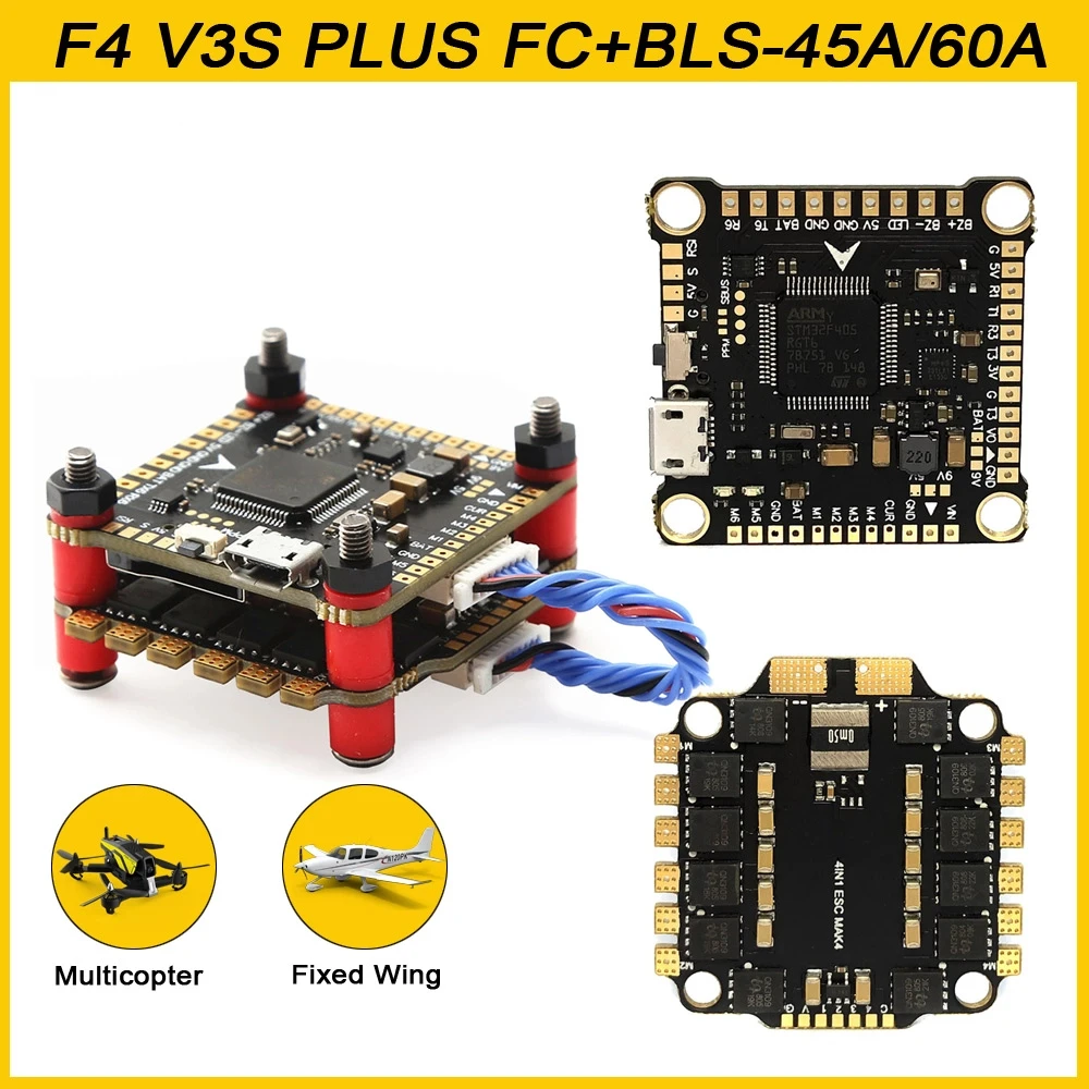NUOVO F4 V3S PLUS Controllo di Volo FC Supporto BetaFlight/INAV BLS-45A/60A 4in1 ESC Stack Per RC FPV Drone Aereo Quadcopter