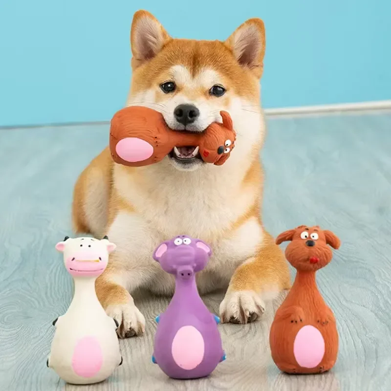 4pcs Cute Latex Pet Dog Sound Chew Toys Interactive Bite Sound Toys Teeth Health for Puppy Dogs Grinding Bite Molar Pet