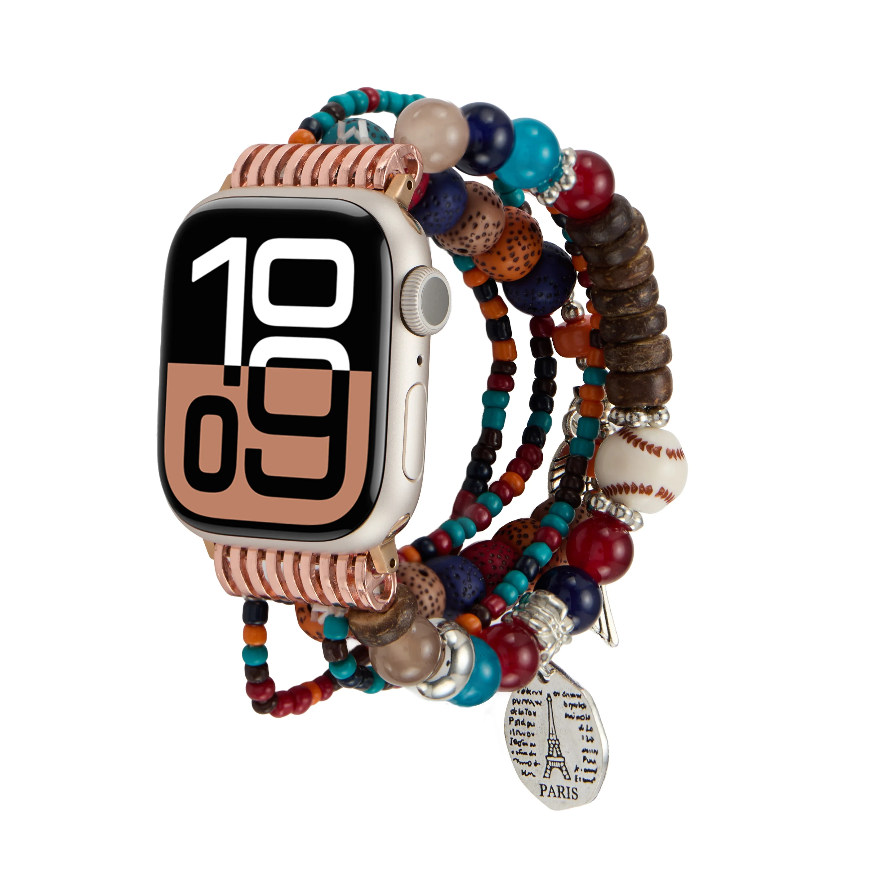 

Boho Natural Stone Beaded Apple Watch Band Multi-Layer Bracelet Strap Fits 38-49 mm iWatch Series 1-9 SE Ultra Replacement Women