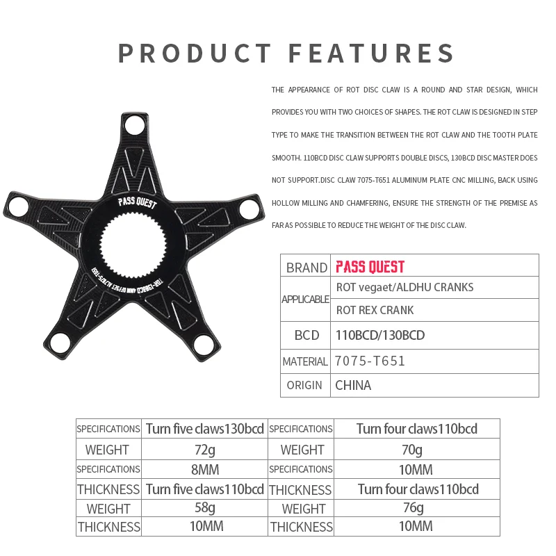 Chainring For Rotor To 110 BCD 130BCD  Adapter Spider Converter For Kapic Aldhu Vegast Hawk Raptor Inpower 4Arm 5 Arm Bolt Crank