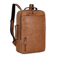 Mochilas de negocios para hombre, bolso impermeable de cuero PU para ordenador portátil, mochila con carga USB de gran capacidad, mochila de viaje a la moda para hombre