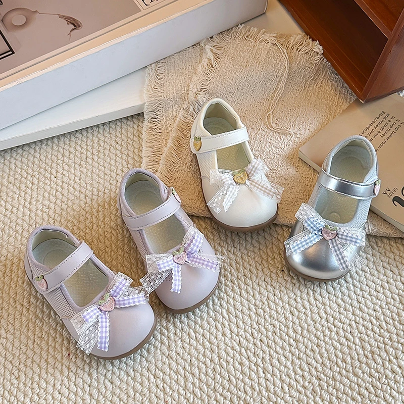 

Girls Princess Casual Shoes Sweet Lace Bows Kids Tennis Shoes Mesh Breathable 2026 Brand New Children Flat Shoes Soft Bottom