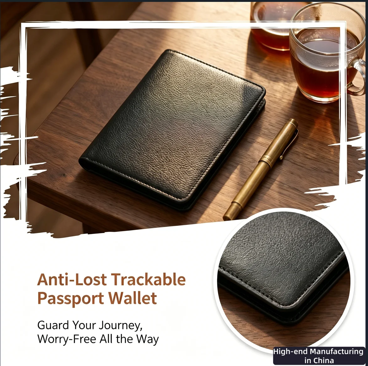 Wireless Charging Card Holder Positioning Device Smart Passport Cover For Apple Find My Passport Anti-Theft Precise Positioning