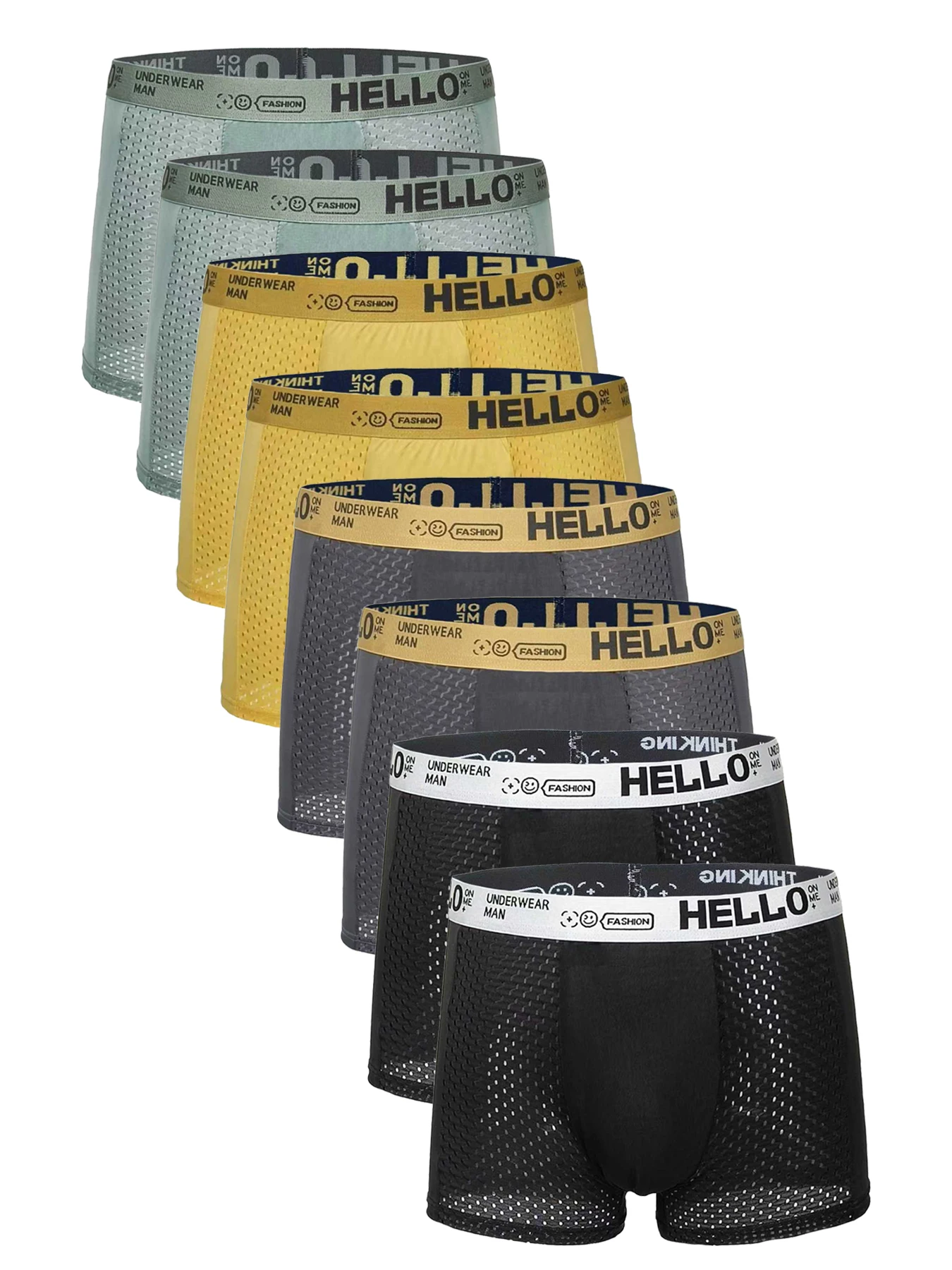 

8PCS semi-mesh comfortable, breathable, sporty and elastic men's briefs