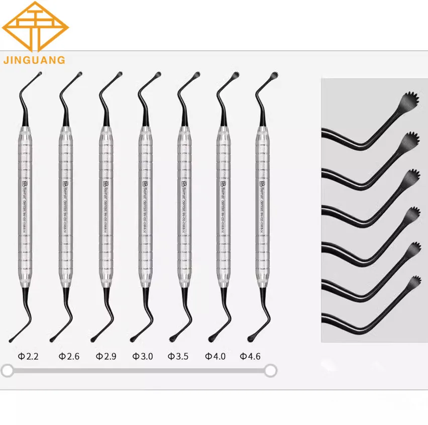 Dental Professional Implant Jagged Curette Instrument Tools 2.2/2.6/2.9/3.0/3.5/4.0/4.6 Stainless Steel Periodontal Bone Curette