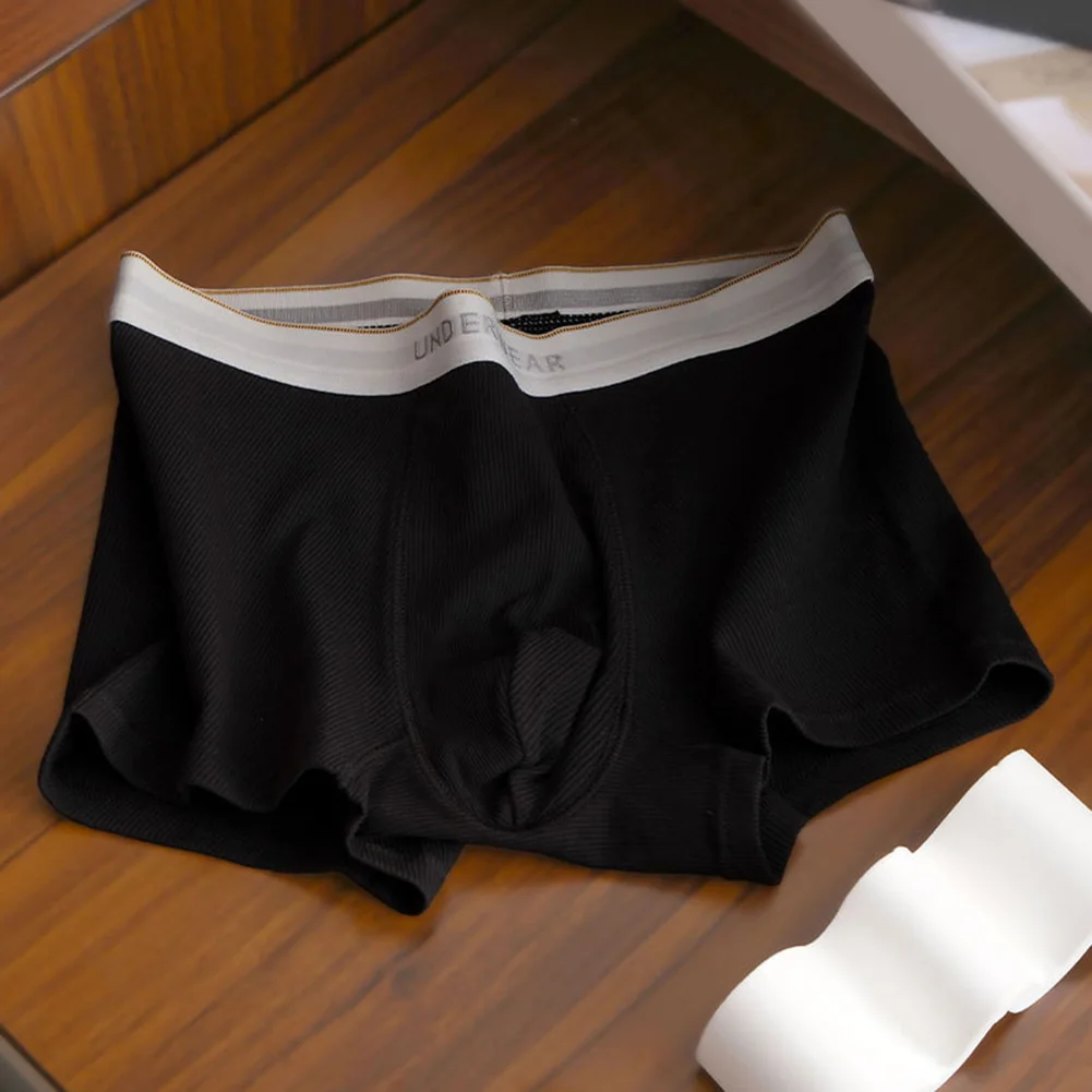 Boxers For Men Solid Daily Cotton Middle Waist Underwear Breathable Boxer Briefs Underpants Panties Bulge Pouch Boxer Slip Homme