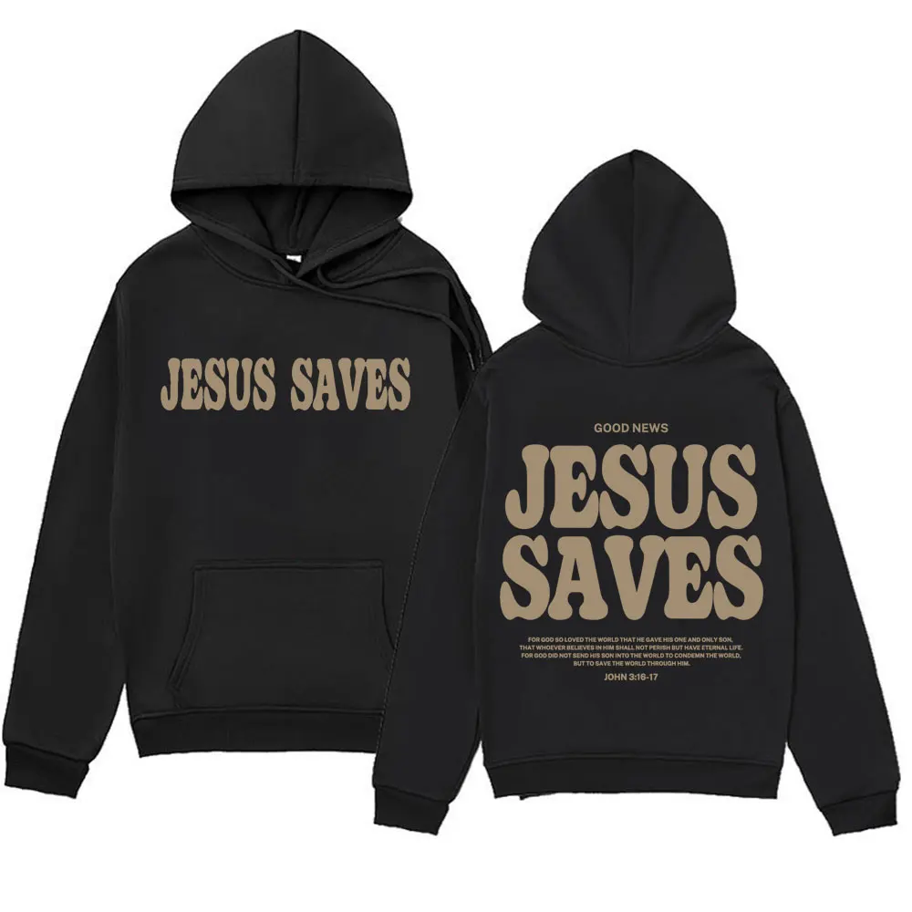 

Aesthetic Jesus Saves Hoodies Christian Apparel Print Pullovers Sweatshirt Men Women Retro Fashion Casual Long Sleeve Y2K Hoodie