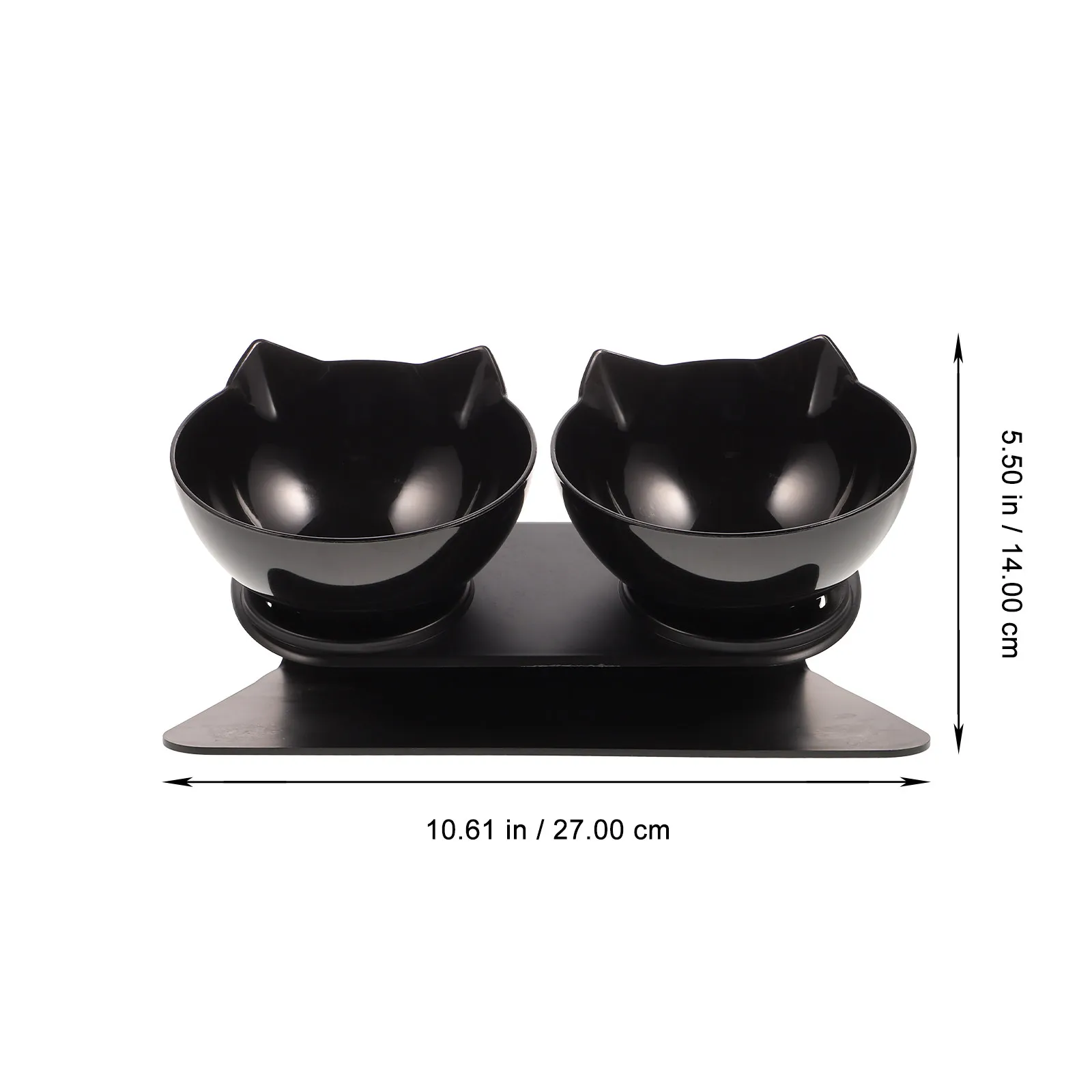Premium Plastic Double Pet Bowl Elevated Design Anti-Slip Non-Tip Base Neck Protection for Cats Dogs Feeding Drinking Bowl