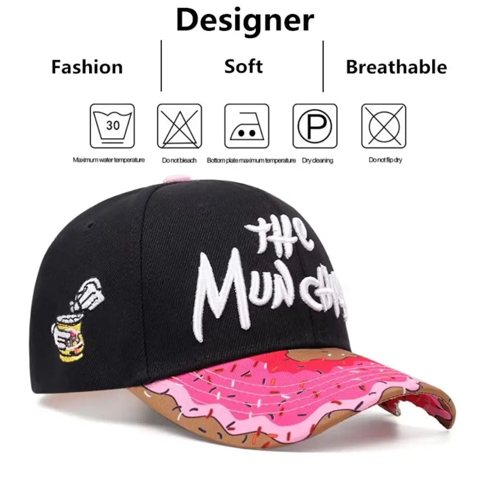قابل للتعديل دونات التطريز قبعة بيسبول واقية من الشمس الكورية نمط الرقص Snapback القبعات القطن الهيب هوب الشارع نمط بلغت ذروتها قبعة