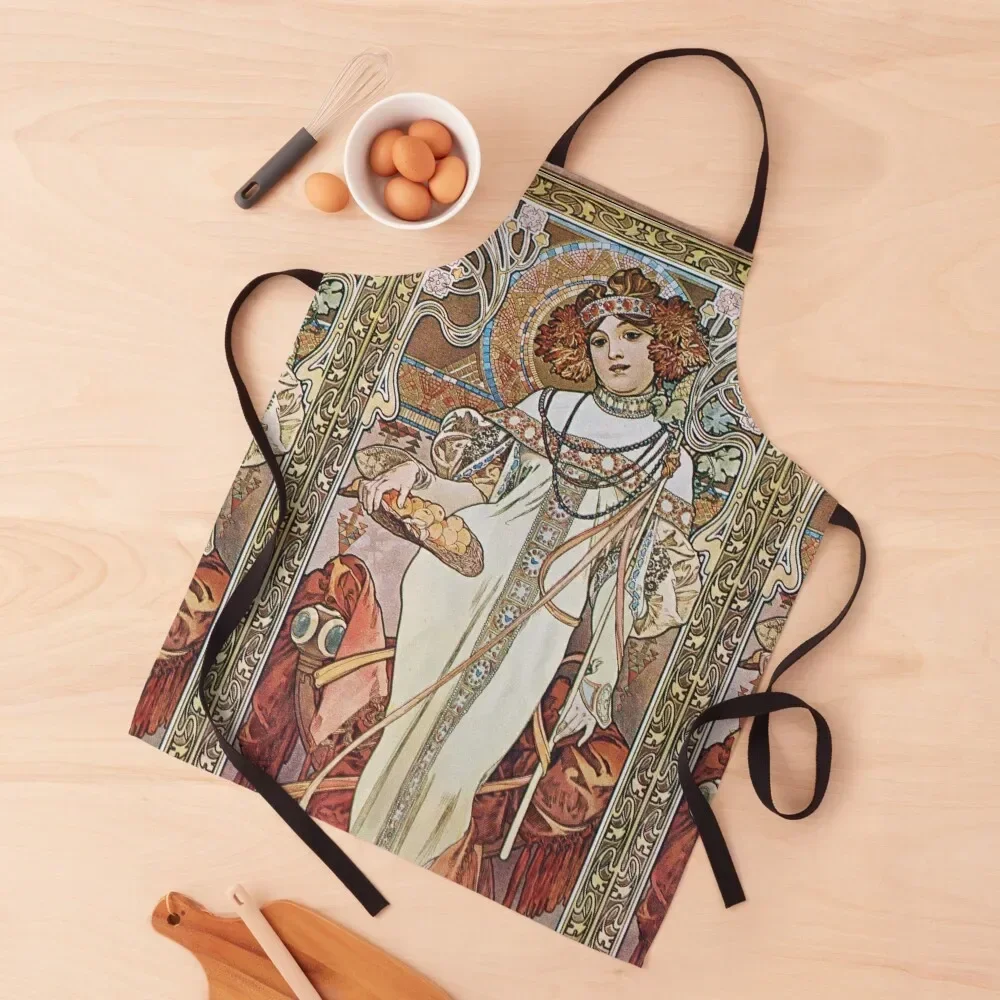 

Alphonse Mucha - Autumn Apron kitchen jacket woman barber uniform work ladies Apron