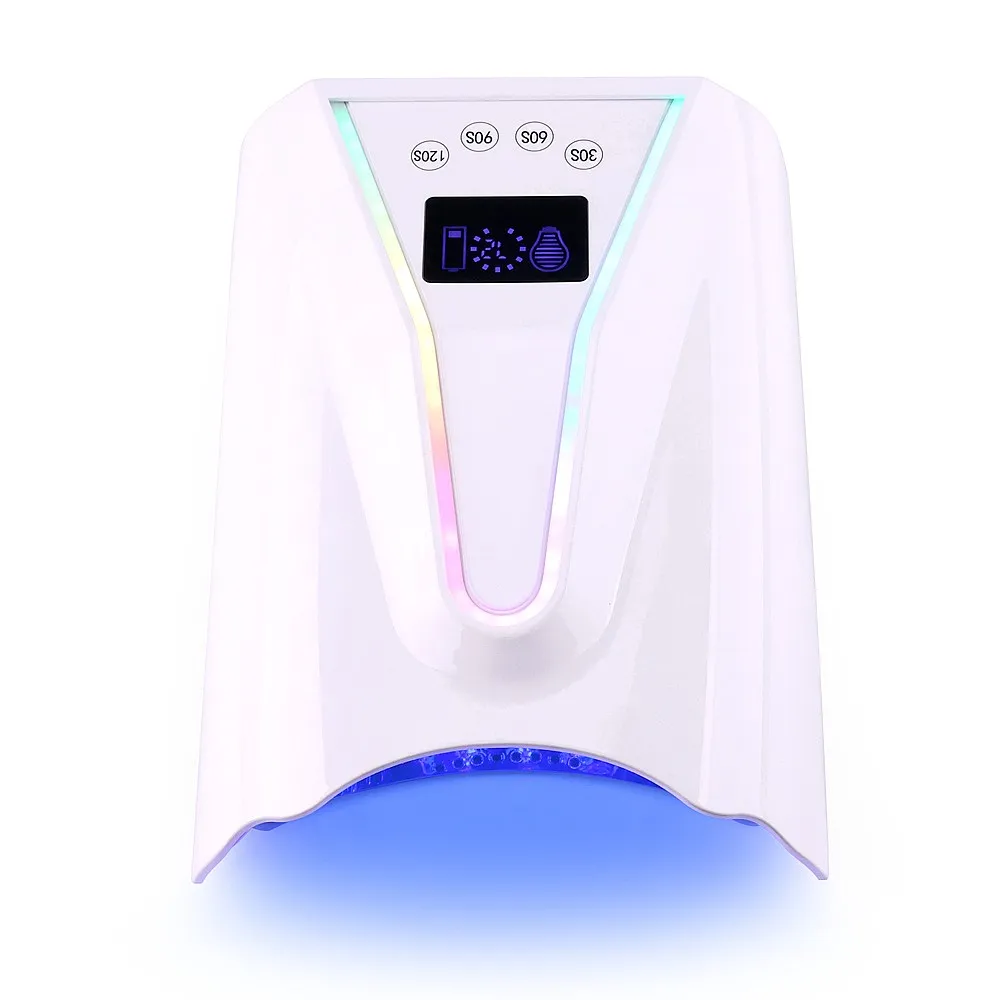 Portable 128W Atmosphere Light Cordless Wireless Nail Lamp UV Led Dryer Rechargeable Uv Light for Nails Dryer for Gel