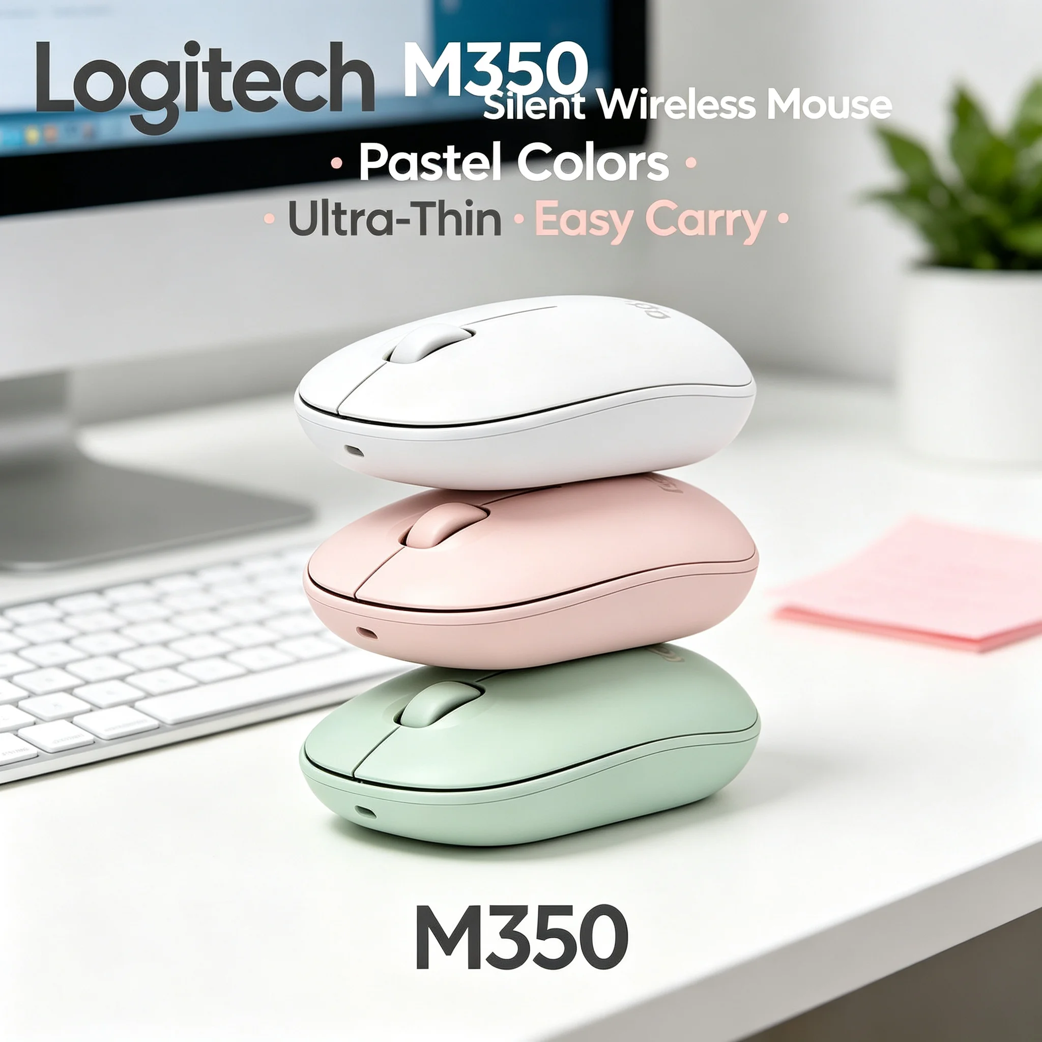 Logitech M350 Pebble Wireless Silent Mouse Quiet Buttons Mice For Laptop Home Working