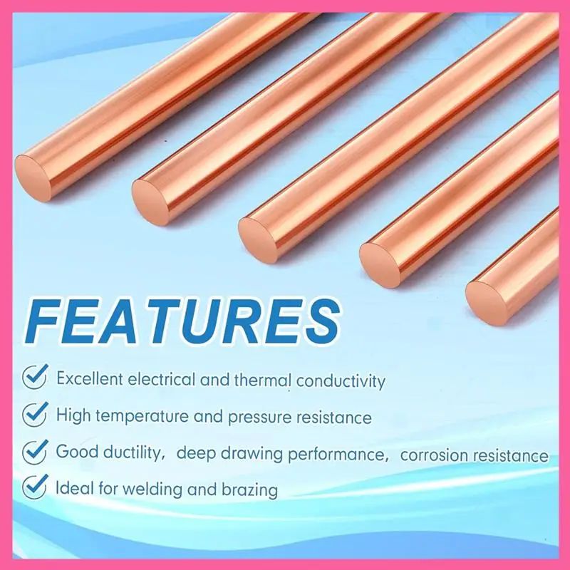 

HOT-6Pcs Pure Copper Round Rod 3.94Inch Length 0.39Inch Diameter Bare Solid Metal Rod Copper Bar Lathe Bar Stock