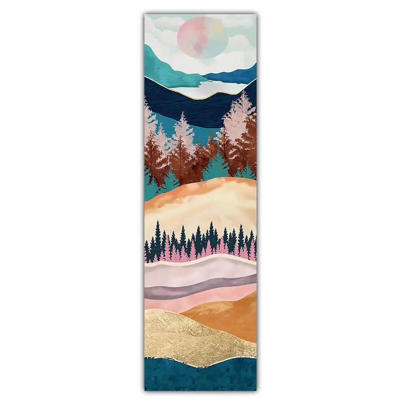 VIKAMA Gilded Colorful Moon Layered Forest Long Tapestry Wall Decoration Foyer Room Decoration Home Decoration