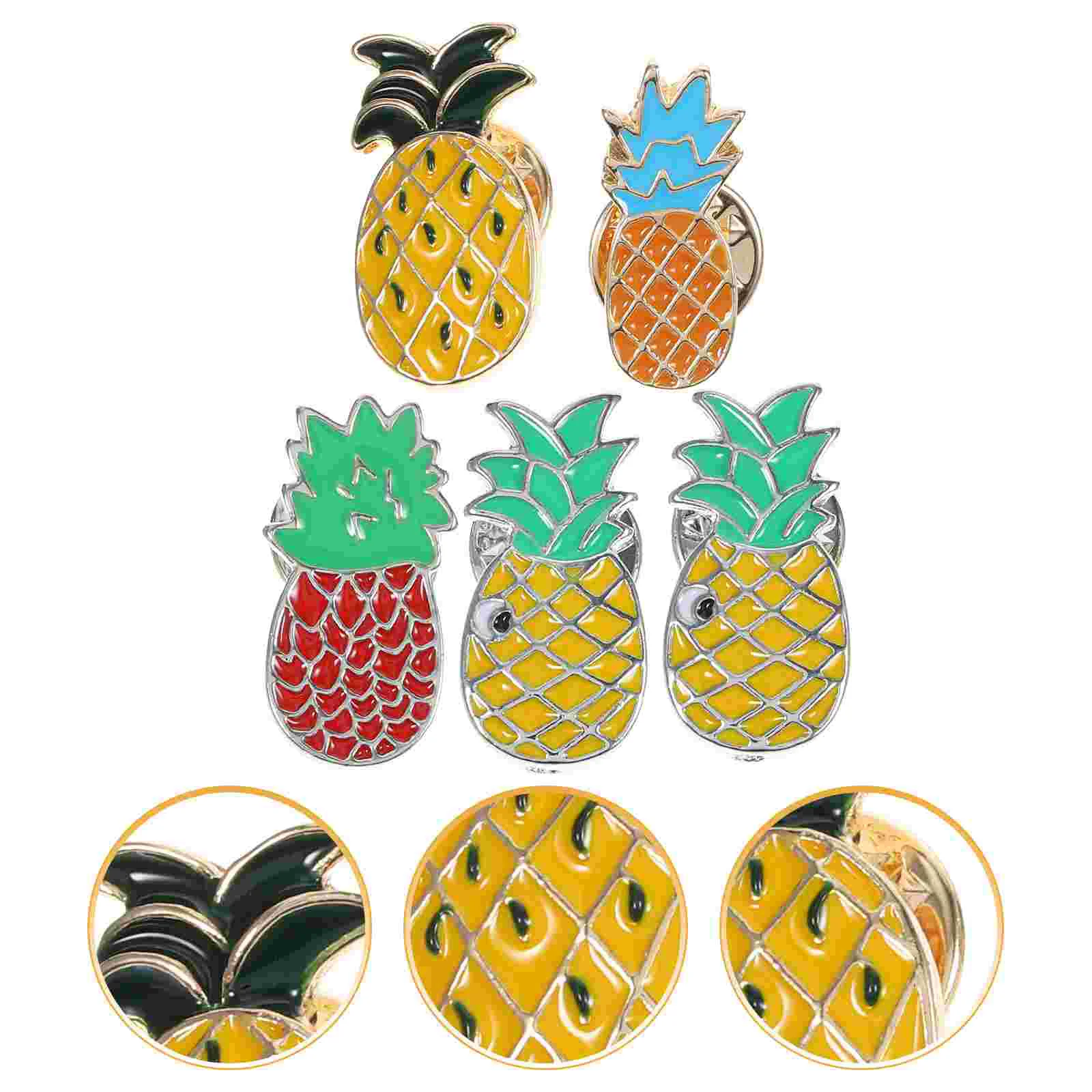 5 Pcs Rucksack Beautiful Brooch Pineapple Brooches Creative Clothing Child