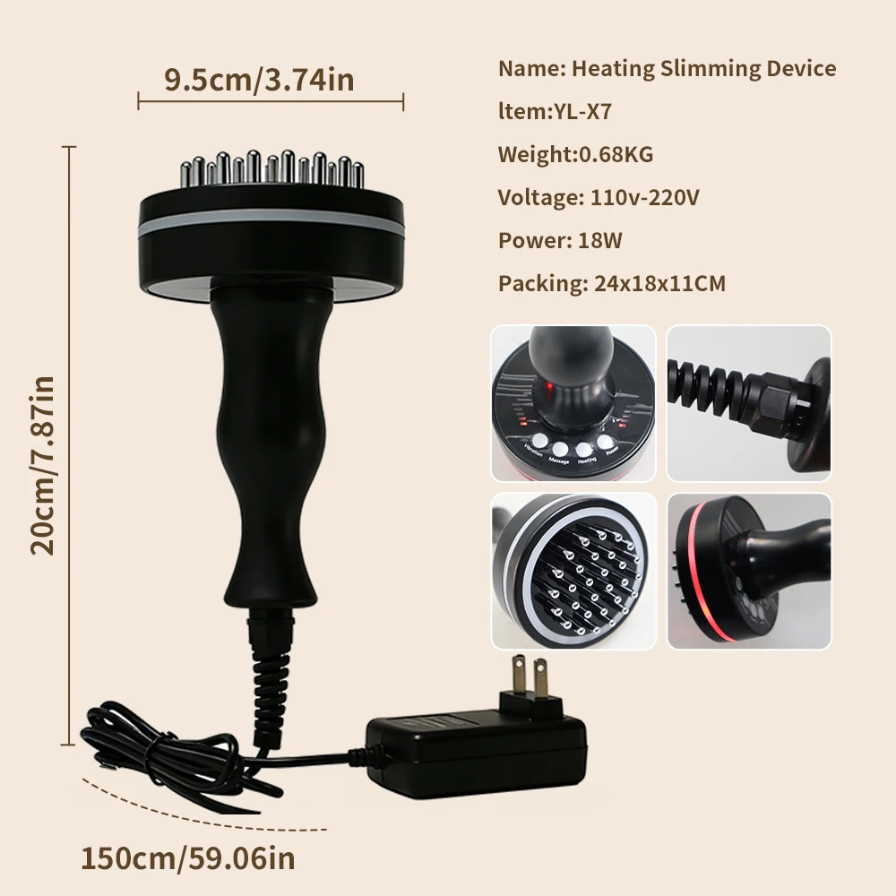 Intelligent Electric Meridian Brush Heating Red Light Vibration Massage Device for Body Meridian Dredging Scraping Salon Home