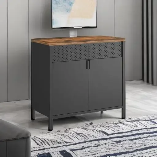 Storage Cabinet, Floor Standing Cabinet with Door, 15.7 x 31.5 x 29.9 Inches, Adjustable Shelf, Space-Saving Sideboard, Industri