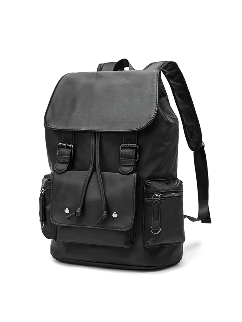 Mochila de cuero para hombre, morral escolar de alta calidad, color negro, a la moda, para adolescentes y niños