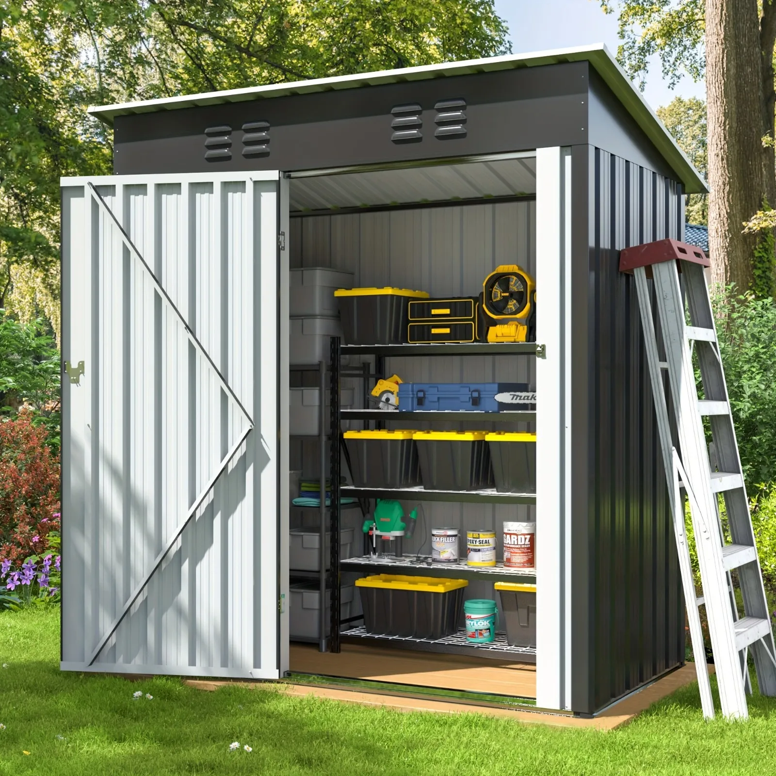 Metal Storage Shed Outdoor Lockable Tool Sheds for Backyard Garden