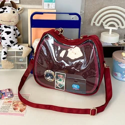 HAEX-Bolso de hombro cruzado en forma de gato para Mujer, bolsos de estética Kawaii, Ita, Y2K, Harajuku, Lolita, insignia DIY, nuevo diseñador