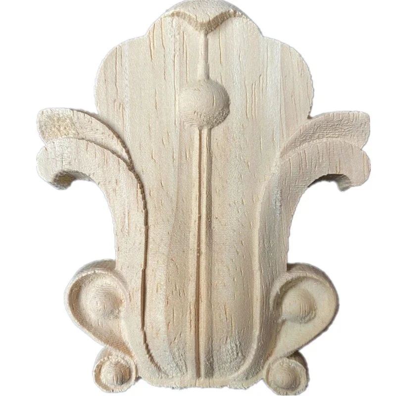 1PC Unique Natural Floral Wood Carved Wooden Figurines Crafts Corner Appliques Frame Wall Door Furniture Woodcarving Decorative