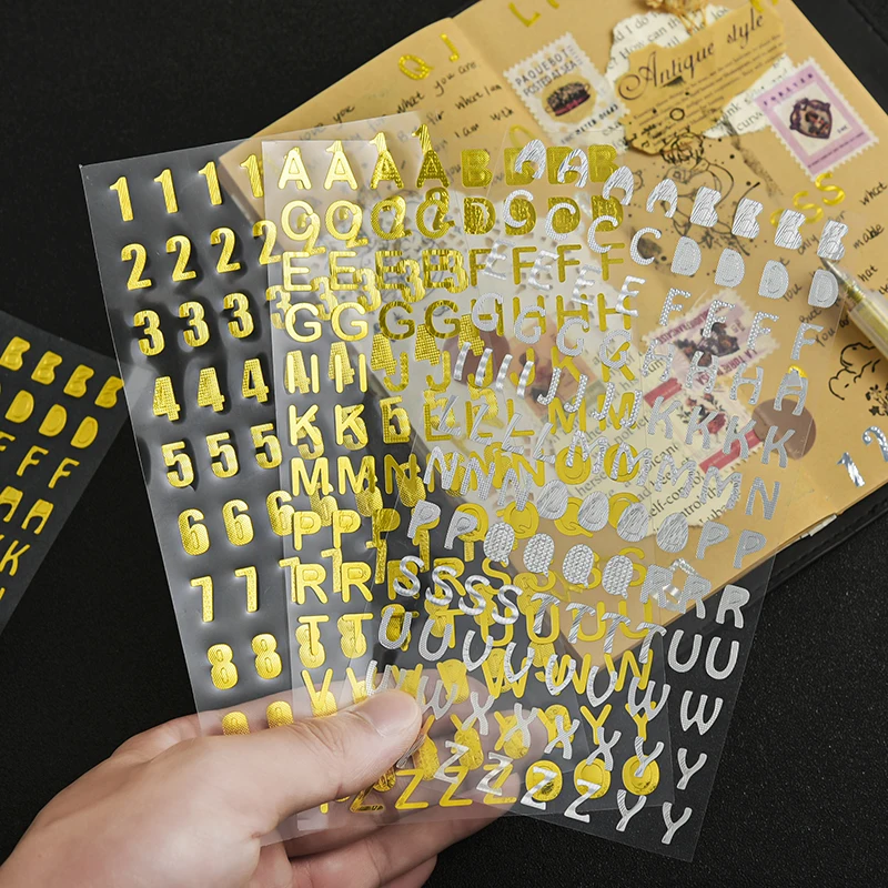 

3PCS Twinkle Stickers Gold Silver Letters Number for Planner Scrapbooking Stationery 17.5x9.5cm