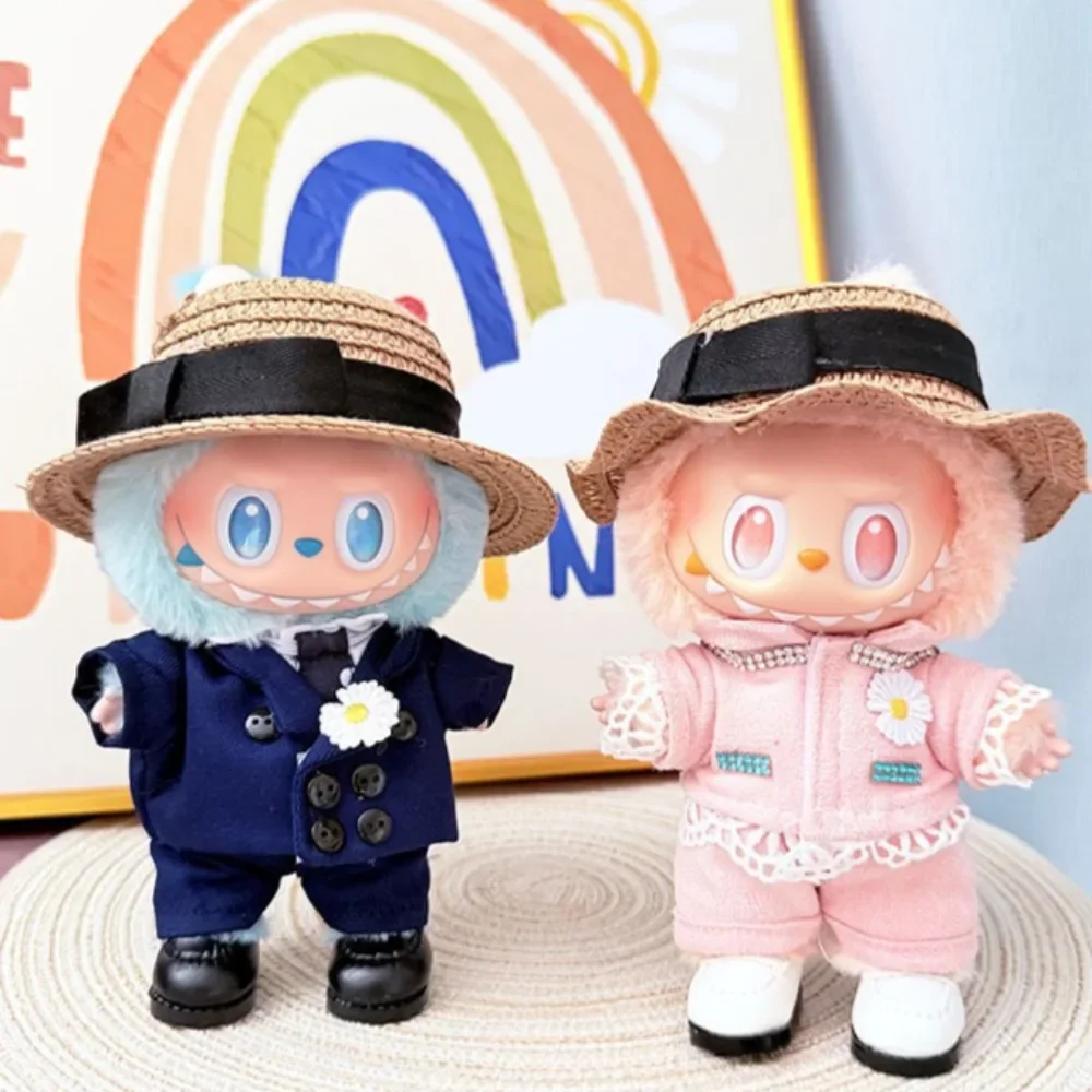 

Labubu Clothes Outfit V1 V2 Dolls Clothing Accessories 15/17cm Plush Doll Suit Fisherman Hat Fashion Overalls