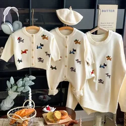 KidsMom Dad Daughter Son Matching Jumper Cardigan Clothes Knitted Sweaters for the Whole Family Matching Clothes Baby Romper