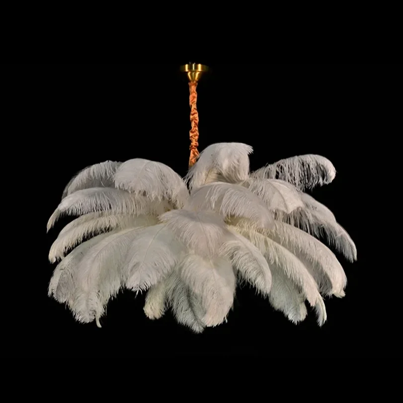 Imagem -04 - Modern Ostrich Feather Pendant Light Living Room Teto Chandelier Quarto Pendurado Lâmpada Decoração Criativa para Loja e Hotel