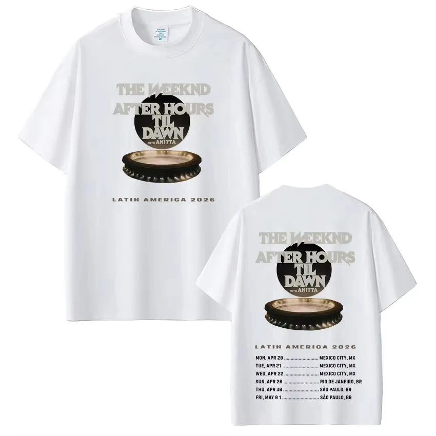 The Weeknd 2026 After Hours Til Dawn Tour Merch Unisex Gothic Punk Summer Casual Cotton Oversized Comfortable T-Shirt