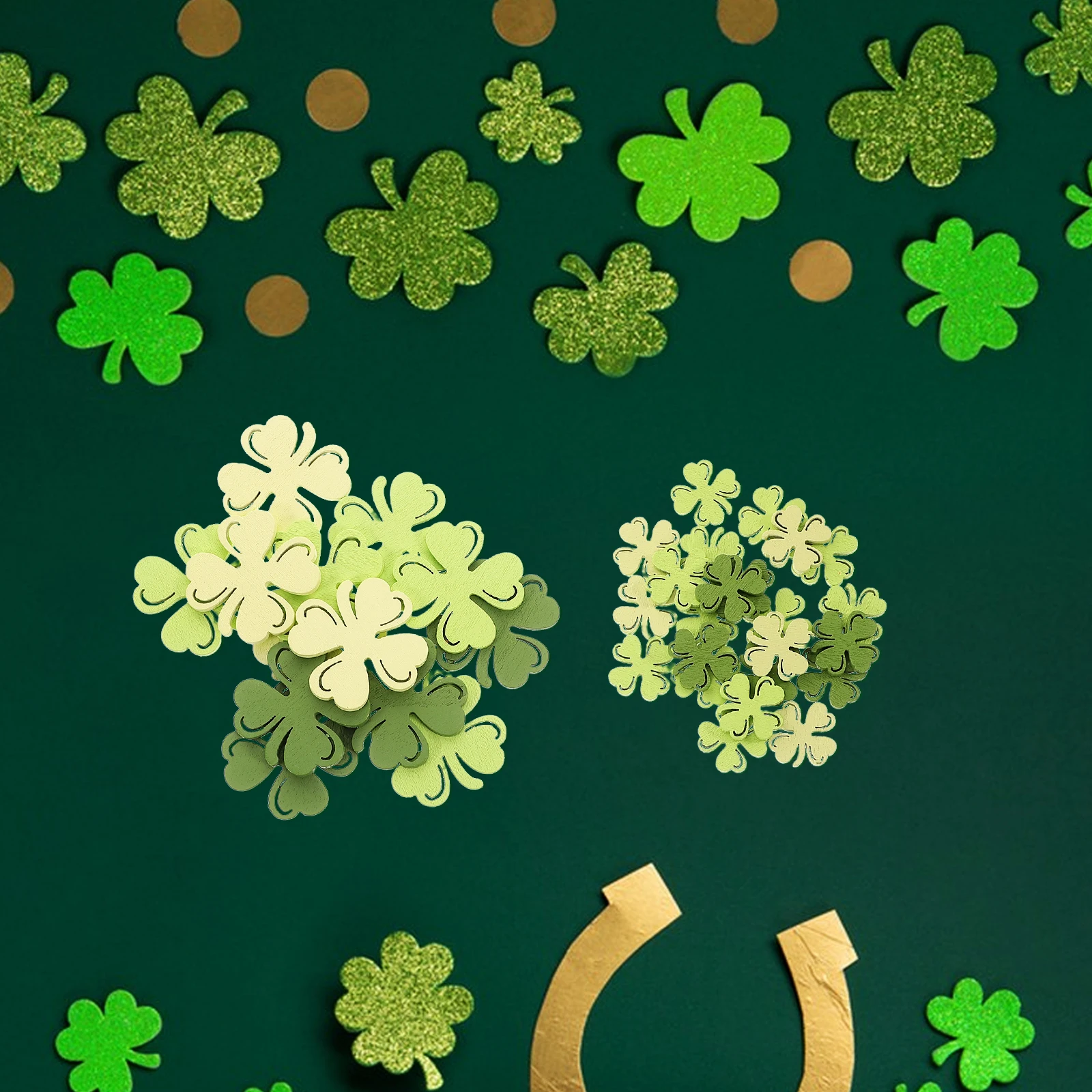 

100pcs Lucky Shamrock Wood Slices St Patricks Day Party Decor Irish Symbol Wooden Confetti Hearts DIY Craft Cutout nament