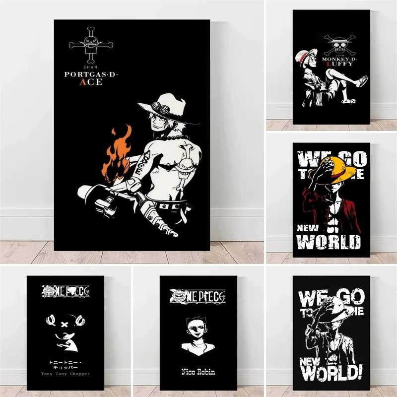 

1PC Straw Hat Pirates Popular Anime Figure One Piece HD Poster Wall Art Coffee House Bar Room Wall Canvas Painting Decor Gift