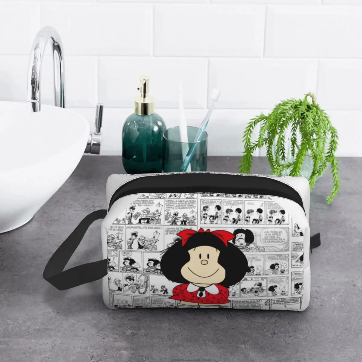 Custom Mafalda Cartoon Quino Comics Travel Cosmetic Bag Women Makeup Toiletry Organizer Ladies Beauty Storage Dopp Kit