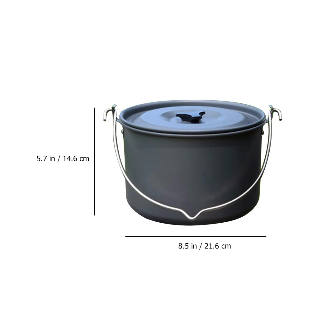 

5 8 Person Picnic Hanging Pot Outdoor Camping Cooker Large Capacity Aluminum Alloy Foldable Handle Reusable Outdoor