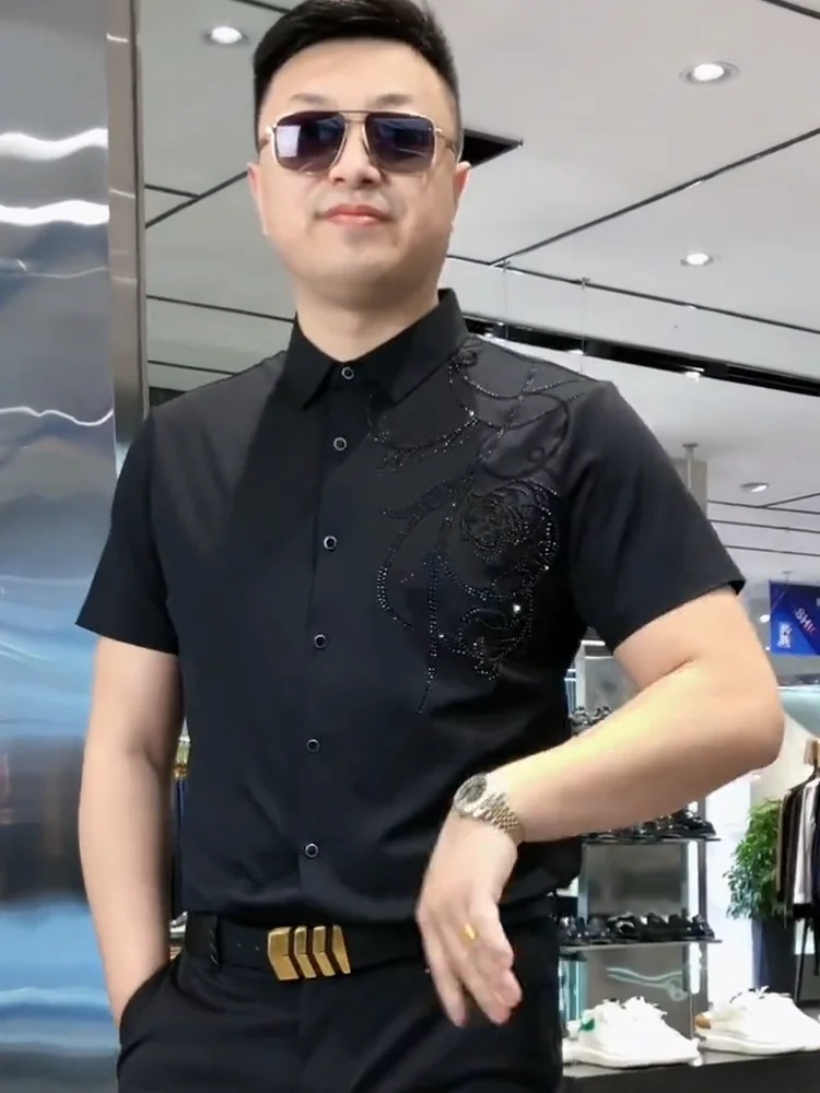 

Casual ort Sve Men's irt Faionable Slim Fit Briti Sle Busin Trendy Summer irt Lightweight New Arrival 7880