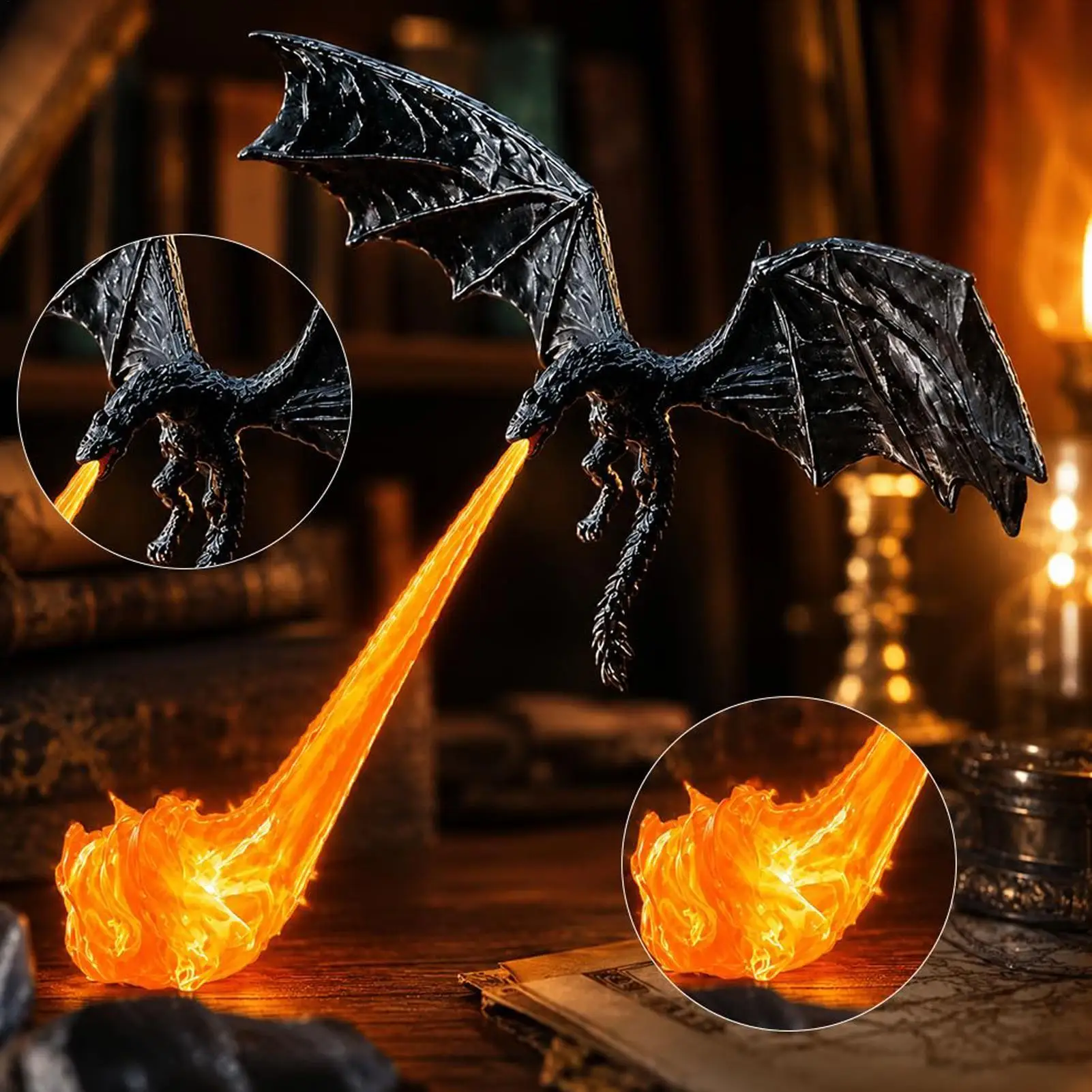 Dragon Flame Decor 3D Dragon Flame Bookshelf Flying Fire Dragon Statue Unique Christmas Birthday Gift For Dragon Lovers Home USe