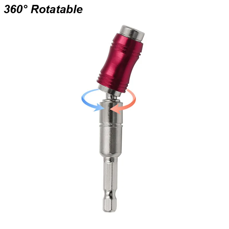 360° Pivot Drill Bit Holder 1/4" Magnetic Screw Drill Tip Screw Tool Quick Change Locking Drive Guide Extensions Rod Adapter