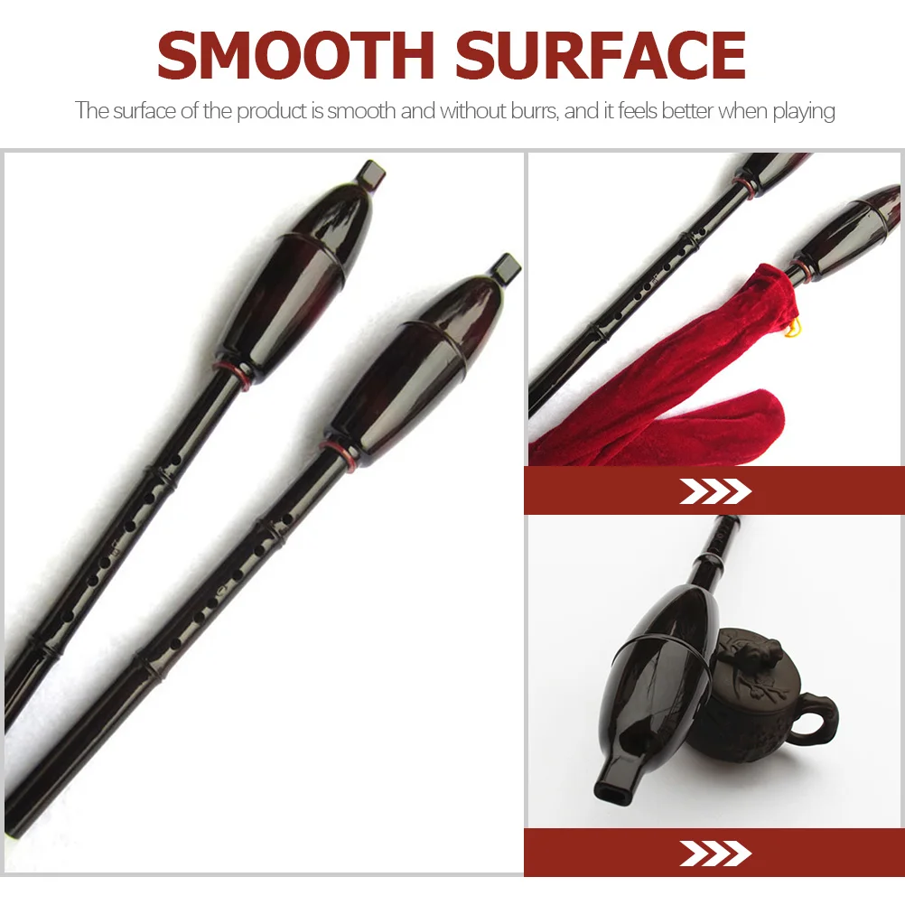 

1Set Bawu Resin Folk Vertical Blow Flute B Flat National Ethnic Instrument Educational Learning Musical Supply with Storage Bag