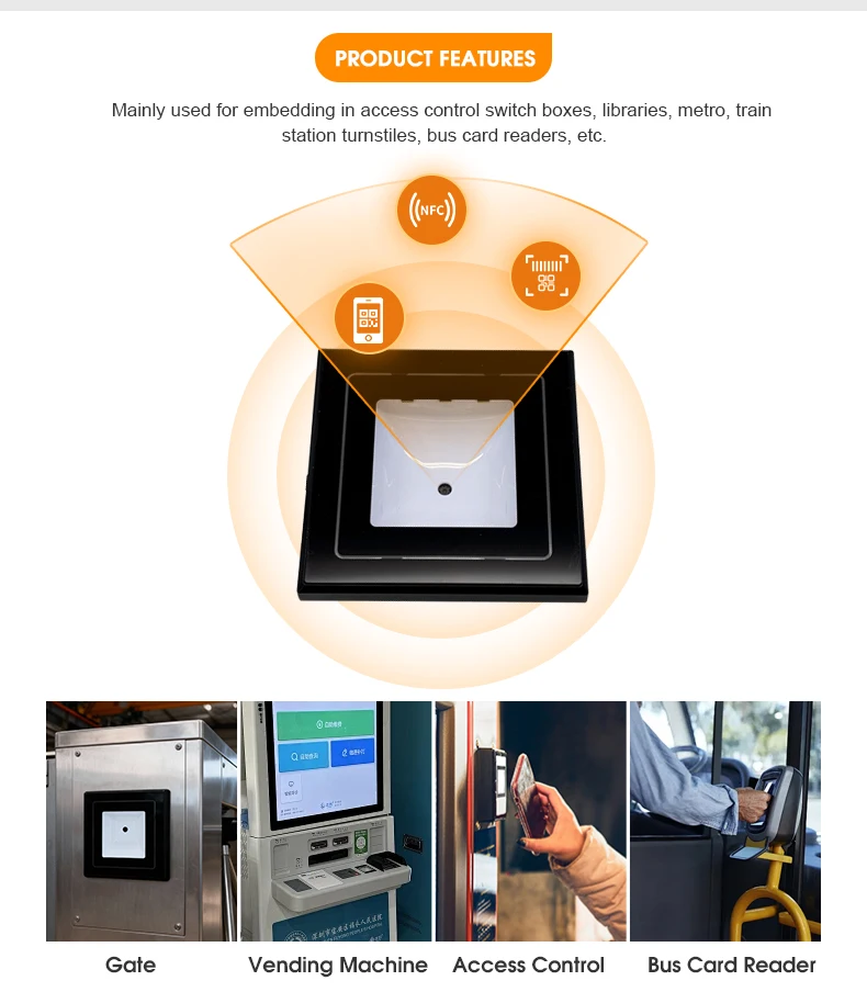 High Quality Access Control QR Code Door ISO/IEC 14443A Wiegand RS232/485 IP65 Protection Cards Gates Home