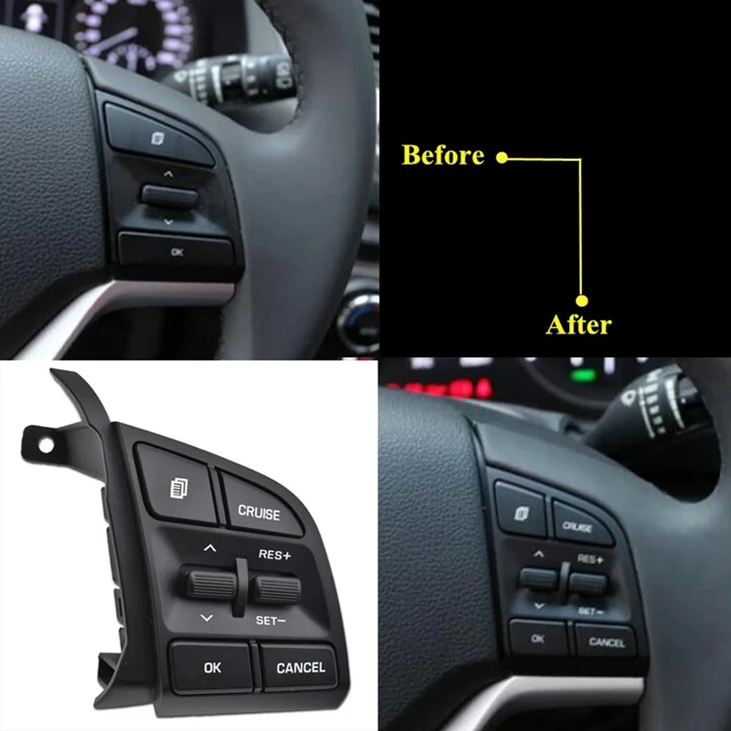 1 Piece Steering Wheel Button Speed Cruise Control Switch Right Side Black For Tucson TLC IX35 1.6T/2.0 2015-2019